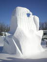 <strong>Dance of the Northern Lights</strong> (Team Northwest Territories: Joe Nasagaluak, Eli Nasogaluak and Bill Nasogluak) Our sculpture is inspired by Inuvialuit artists who perform dances.  This sculpture depicts the dance of the northern lights.