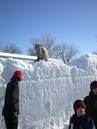 Each team has three sculptors, who work for at least 40 hours to create their snow masterpiece.  The blocks of snow are 3.7m wide by 3.7m deep by 4.9m high.